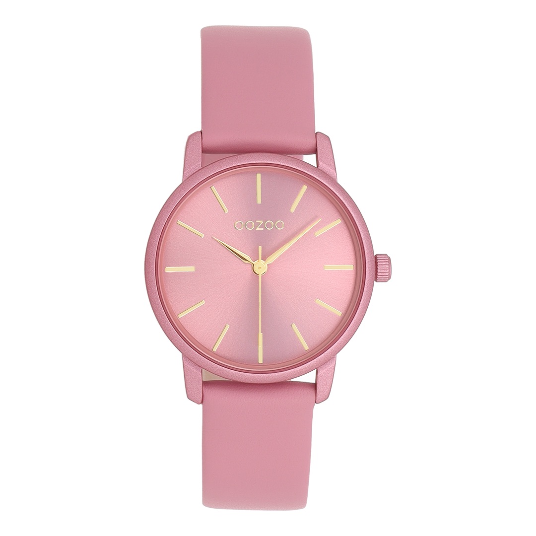 Gold coloured OOZOO with pink leather strap